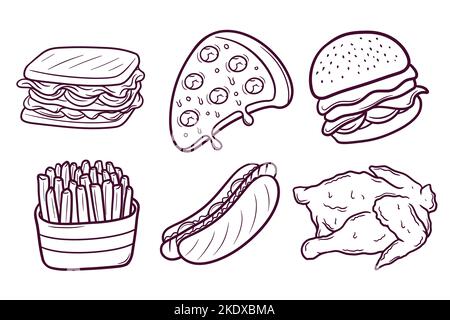 Junk food hand drawing Royalty Free Vector Image