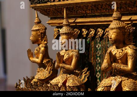 thai style filigree fine art by carving thai deity Stock Photo