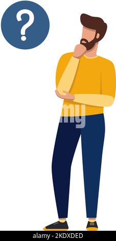Confused person looking at question mark Stock Vector