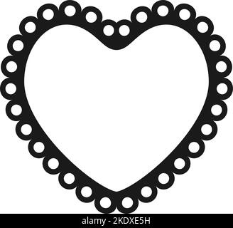 Scalloped edge heart shape. Simple heart scalloped border. Fabric laces ...