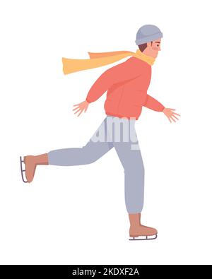 Professional speed ice skater semi flat color vector character Stock Vector