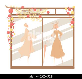 Fashion shop showcase semi flat color vector object Stock Vector