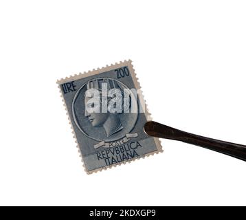 an old Italian postage stamp on a transparent background Stock Photo