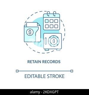 Retain records turquoise concept icon Stock Vector