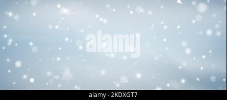 Snow background with many snowflakes. Winter backdrop. Vector illustration Stock Vector
