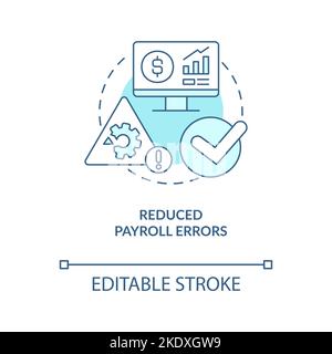 Reduced payroll errors turquoise concept icon Stock Vector