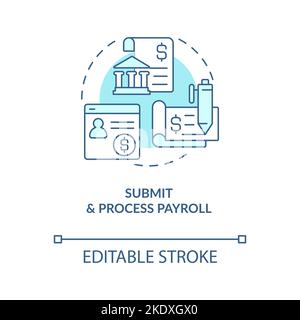 Submit and process payroll turquoise concept icon Stock Vector