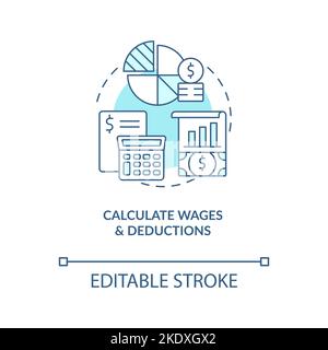 Calculate wages and deductions turquoise concept icon Stock Vector