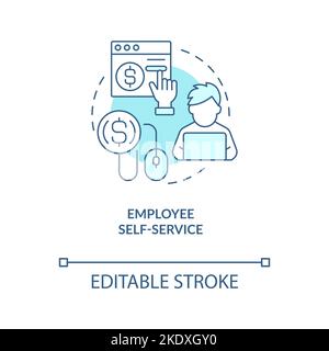 Employee self service turquoise concept icon Stock Vector