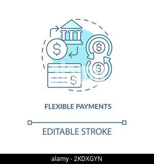 Flexible payments turquoise concept icon Stock Vector