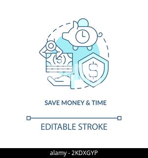 Save money and time turquoise concept icon Stock Vector