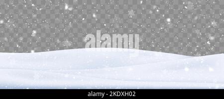 Snow background with many snowflakes. Winter backdrop. Vector illustration Stock Vector