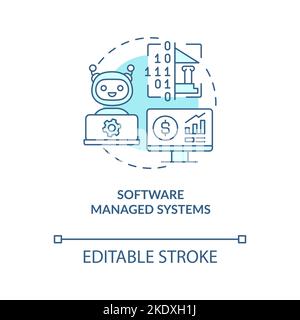 Software managed systems turquoise concept icon Stock Vector