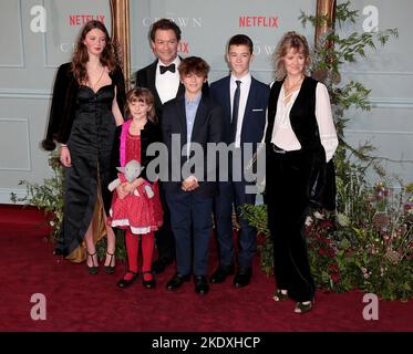 Nov 08, 2022 - London, England, UK - (L-R) Martha West, Dominic West, Francis West, Senan West and Catherine West attending The Crown Season 5 World P Stock Photo