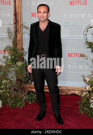 Nov 08, 2022 - London, England, UK - Khalid Abdalla attending The Crown Season 5 World Premiere, Theatre Royal, Drury Lane Stock Photo