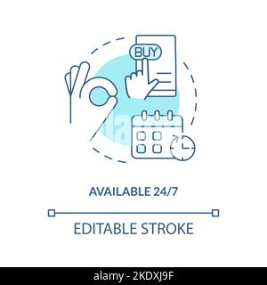 Available hourly turquoise concept icon Stock Vector