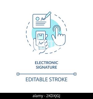 Electronic signature turquoise concept icon Stock Vector