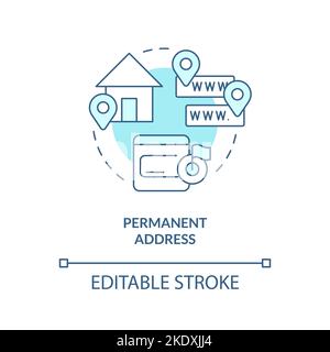 Permanent address turquoise concept icon Stock Vector