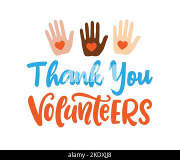 Thank You Volunteers Vector Lettering Banner Stock Vector