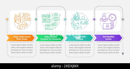 Stop doomscrolling tip for parents rectangle infographic template Stock Vector