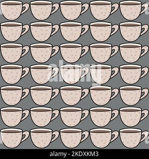 seamless pattern mugs with tea or coffee Stock Vector