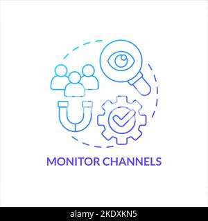 Monitor channels blue gradient concept icon Stock Vector