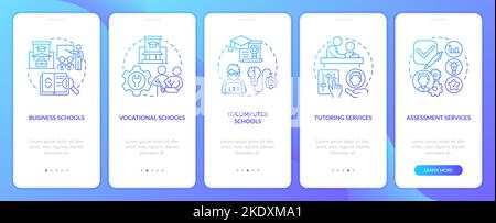 Supplemental education service blue gradient onboarding mobile app screen Stock Vector