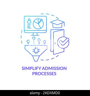 Simplify admission processes blue gradient concept icon Stock Vector