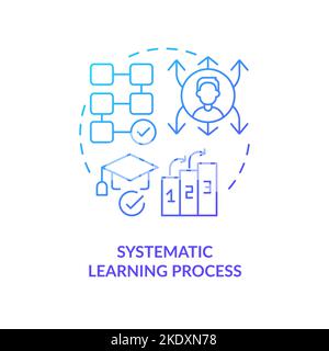 Systematic learning process blue gradient concept icon Stock Vector