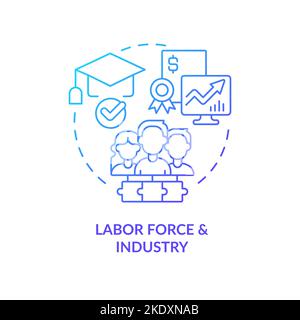 Labor force and industry blue gradient concept icon Stock Vector