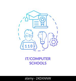 IT and computer schools blue gradient concept icon Stock Vector