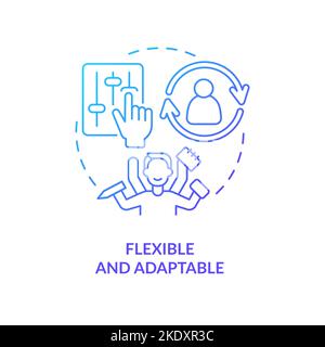 Flexible and adaptable blue gradient concept icon Stock Vector