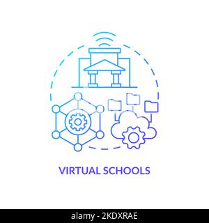 Virtual schools blue gradient concept icon Stock Vector