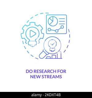 Research for new streams ideas blue gradient concept icon Stock Vector