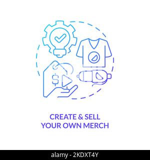 Create and sell custom products blue gradient concept icon Stock Vector