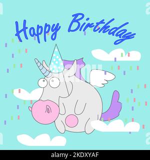 The Air Unicorn wishes you a Happy Birthday Stock Vector