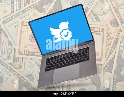 Modern laptop isolated on transparent background for your mockup. Stock Photo