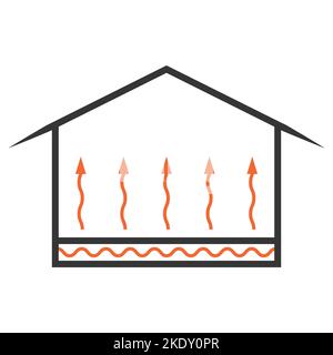 Underfloor heating icon for home heating, thermal floor home comfort Stock Vector