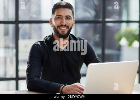 business man executive coach talking using laptop computer Stock Photo
