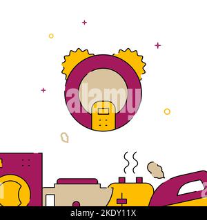 Robot vacuum cleaner filled line vector icon, simple illustration, related bottom border. Stock Vector