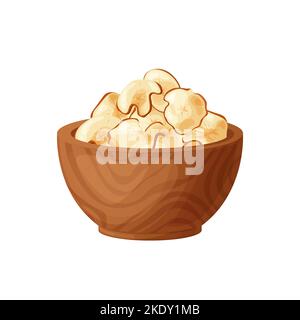 Apple fruit chips dry crips slice in wood bowl. Organic food baked delicious. Vector illustration Stock Vector