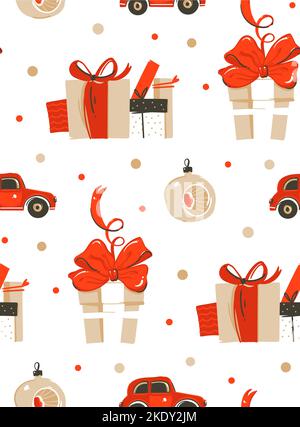 Retro Christmas Gift boxes. Seamless pattern Stock Vector