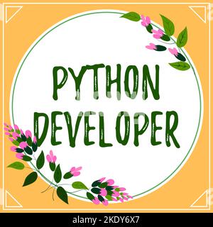 Conceptual caption Python Developer, Concept meaning responsible for writing serverside web application logic Stock Photo