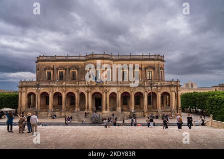 Palazzo Ducezio, Noto town hall. Sicily. Italy. Stock Photo