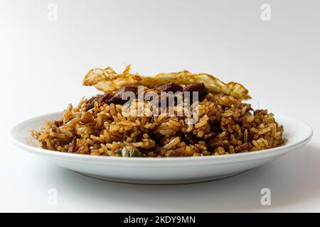 Nasi Goreng on a white background Stock Photo