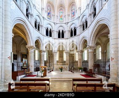 Chablis Burgundy France. Collegiale Saint Martin church Stock Photo