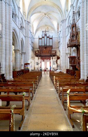 Chablis Burgundy France. Collegiale Saint Martin church Stock Photo