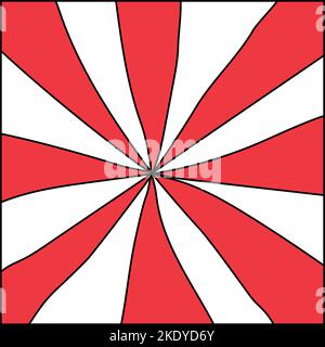 Vector abstract red and white illustration with black outline in retro 70s style. Shiny geometrical background for Christmas and New Year decoration. Stock Vector