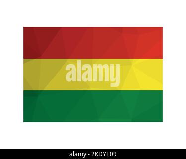 Vector illustration. Official ensign of Bolivia. National flag with red, yellow, green stripes. Creative design in low poly style with triangular shap Stock Vector