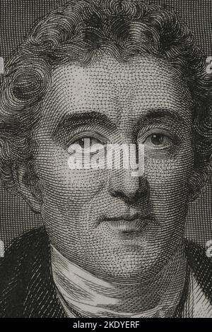 Arthur Colley Wellesley, 1st Duke of Wellington (1769-1852). British general and politician. During the Peninsular War he led the British troops fighting in Spain against Napoleon. Portrait. Engraving by Geoffroy. 'Historia Universal', by César Cantú. Detail. Volume VI. 1857. Stock Photo